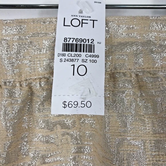 New Loft Pencil Gold Skirt Silver Sparkle Lined - Picture 6 of 7